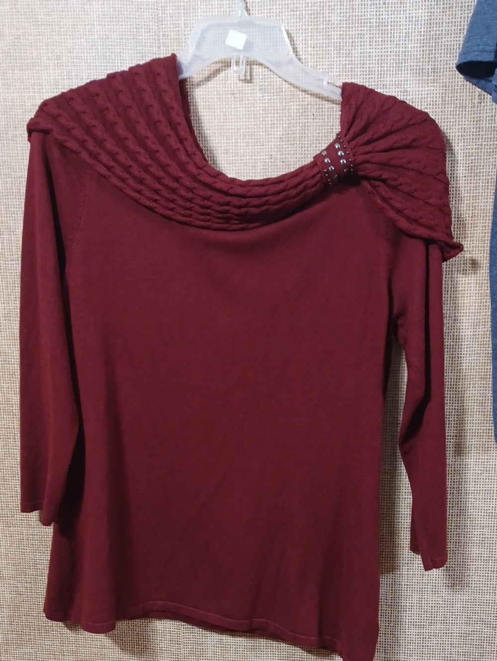 Reba Deep Red Cowl Neck Sweater